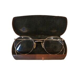Antique American Optical AO Wire Frame and Glasses 1/10 12K GF W/Case Vintage